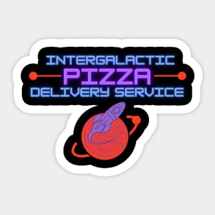 Intergalactic Pizza Delivery Stars Retro Planet Sticker